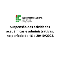 Suspensão das atividades administrativas e acadêmicas no período de 16 a 20/10/2023